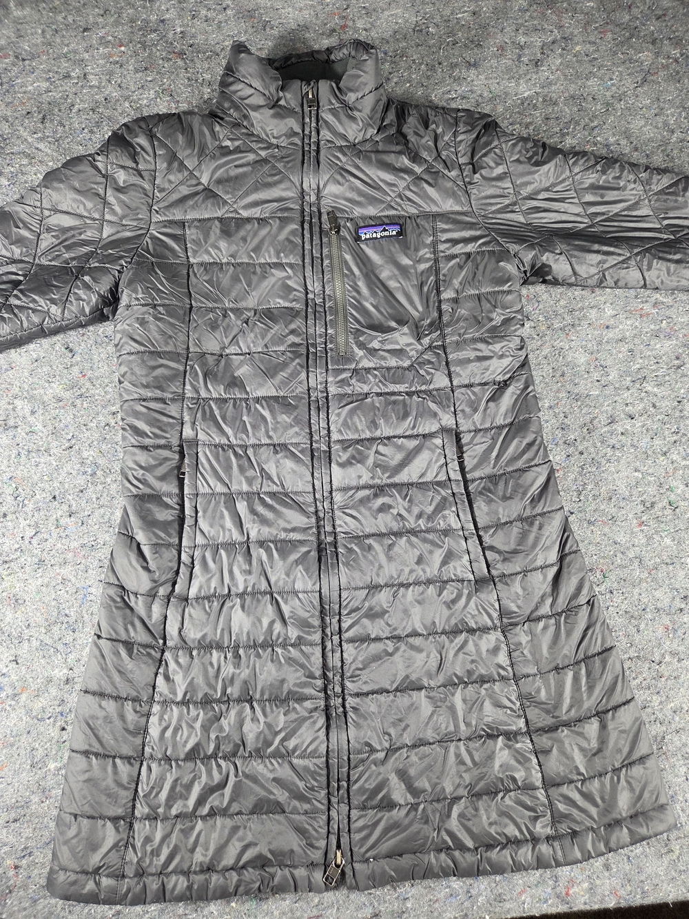 Patagonia Women’s Radalie Parka Small Gray Quilted Insulated Long Coat FA16
